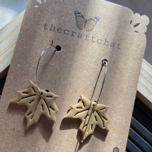 Polymer clay Beige hoop earrings